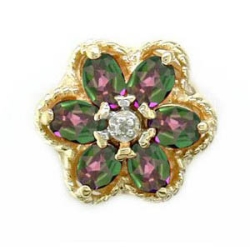 B2307 14K SLIDE WITH DIAMOND CENTER & MYSTIC FIRE 